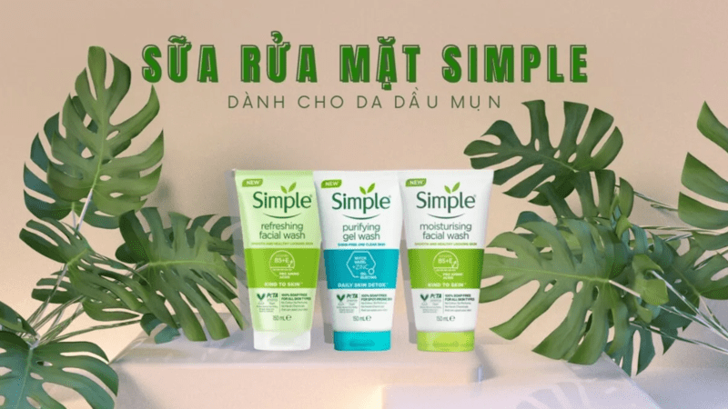 Sữa rửa mặt Simple cho da dầu mụn là lựa chọn làm sạch dịu nhẹ, phù hợp với người muốn chăm sóc da đơn giản và hạn chế khô căng. 