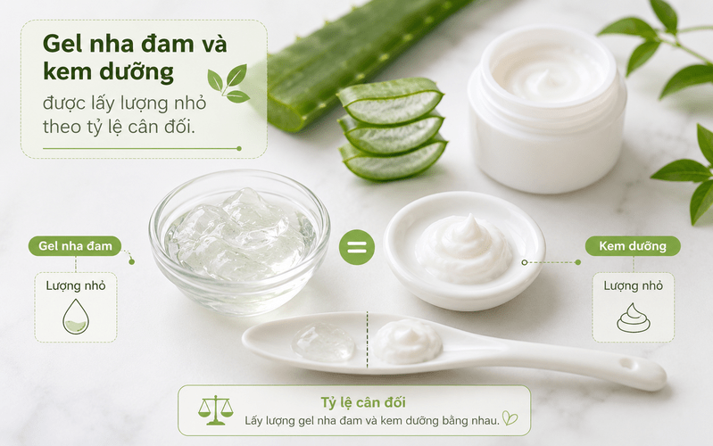 Nha đam kết hợp kem dưỡng quen thuộc phù hợp với làn da đang thiếu ẩm