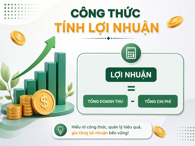 Công thức tính lợi nhuận cơ bản được xác định bằng tổng doanh thu trừ tổng chi phí phát sinh trong hoạt động kinh doanh. 